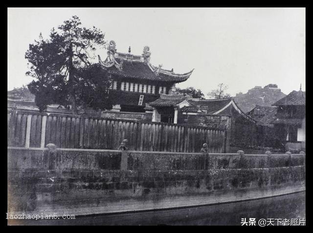 1870年代宁波镇海老照片，镇海城门城墙、招宝山、海防炮