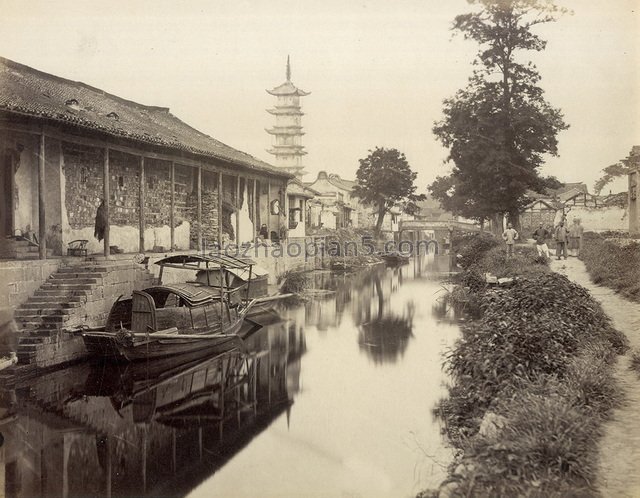 图片[1]-1870s old photos of Shanghai Fahua Tower Pudong Lake Pavilion-China Archive